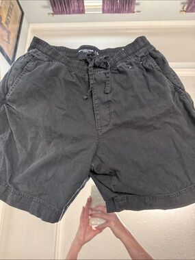 Abercrombie & Fitch Black Elastic Drawstring Shorts